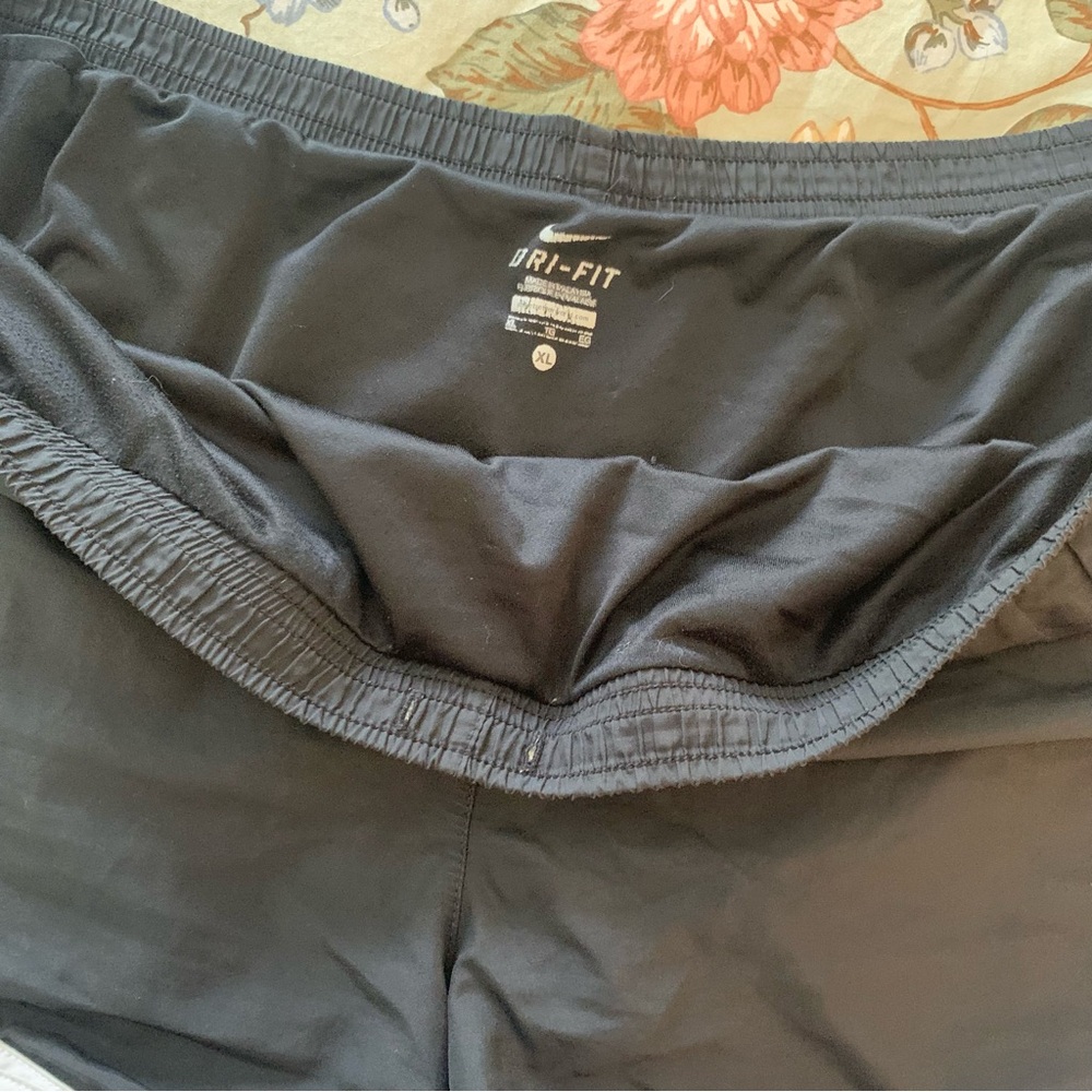 Nike Women's Black and White Athletic Shorts - Picture 2 of 3